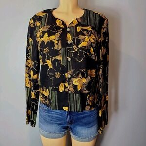 Vtg Lady Carol New York Jacket 90s Women Sz 10 Floral Tie Back Soft Resort Soft